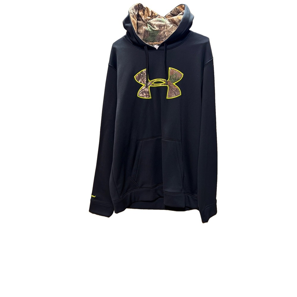 Under Armour ColdGear STORM Men's XL Black Camo Logo Pullover Loose Fit